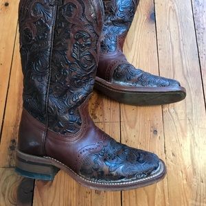 Boulet Boots. Tooled Leather. Worn 1x!